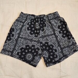 Niceraundry Men's Black White Paisley Mesh Athletic Shorts S Small Nice Laundry